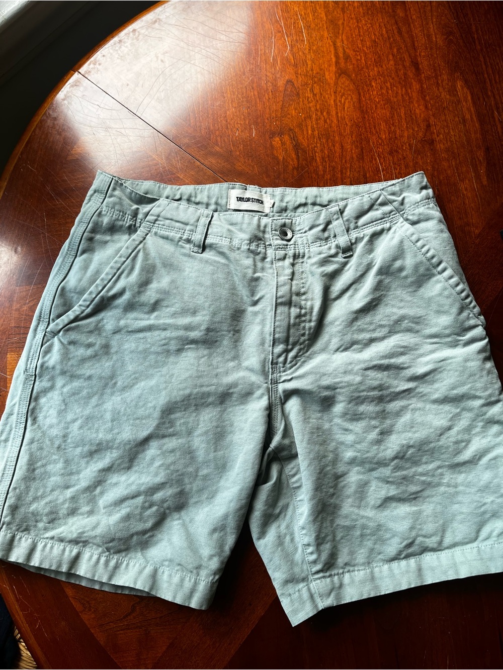 Taylor Stitch Sage Green Flat Front Men's Shorts